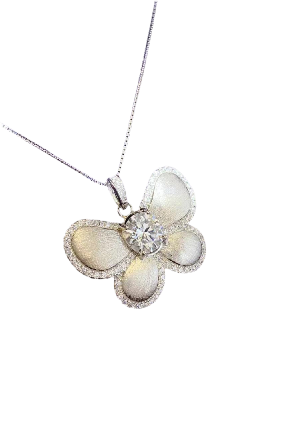 1 Carat Moissanite Butterfly Pendant Necklace